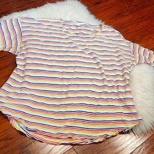 Madewell Capped Sleeve Cotton Striped Fitted Tee